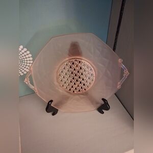 Antique Lancaster Sunshine Pink Frosted Serving Plate